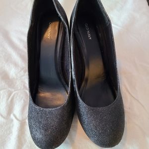 Womens black sparkle heels